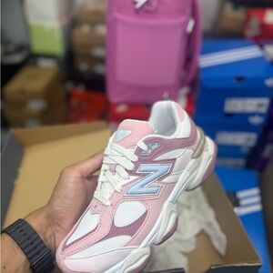 New Balance Women's Pink and White 9060 - Youth size 6Y/7.5W